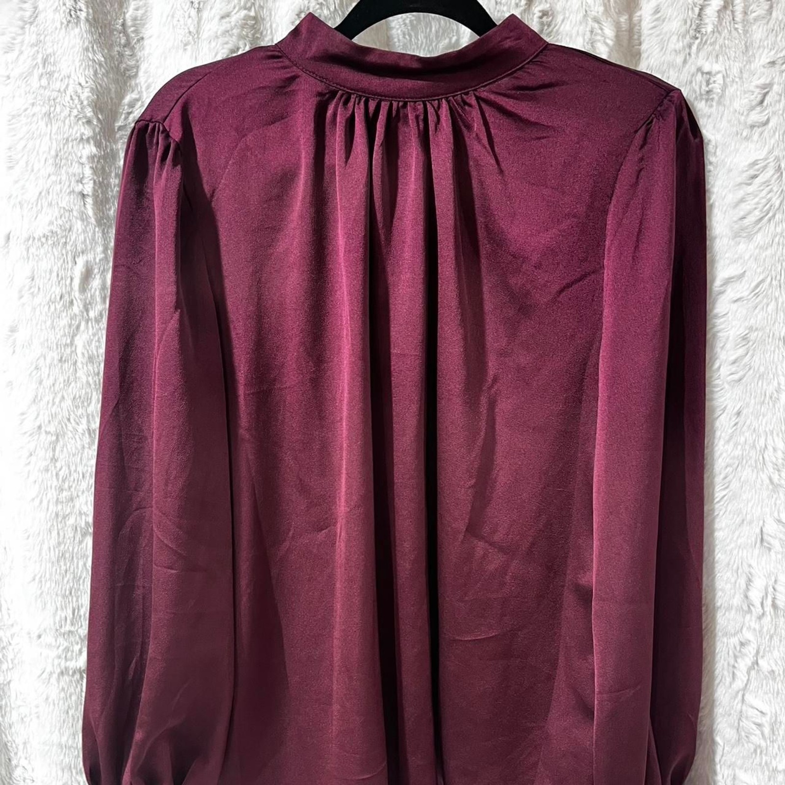 SHE+SKY Burgundy high neck blouse with long sleeves SIZE LARGE
