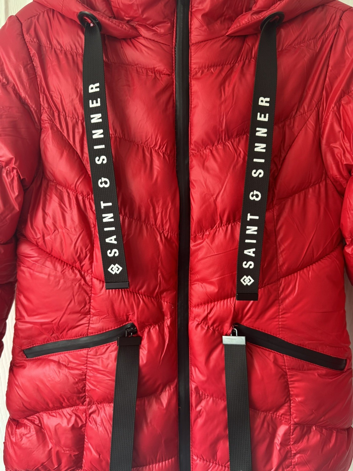 Saint & Sinner Red Puffer Jacket Size Uk 10 New Without Tags Women’s Clothing
