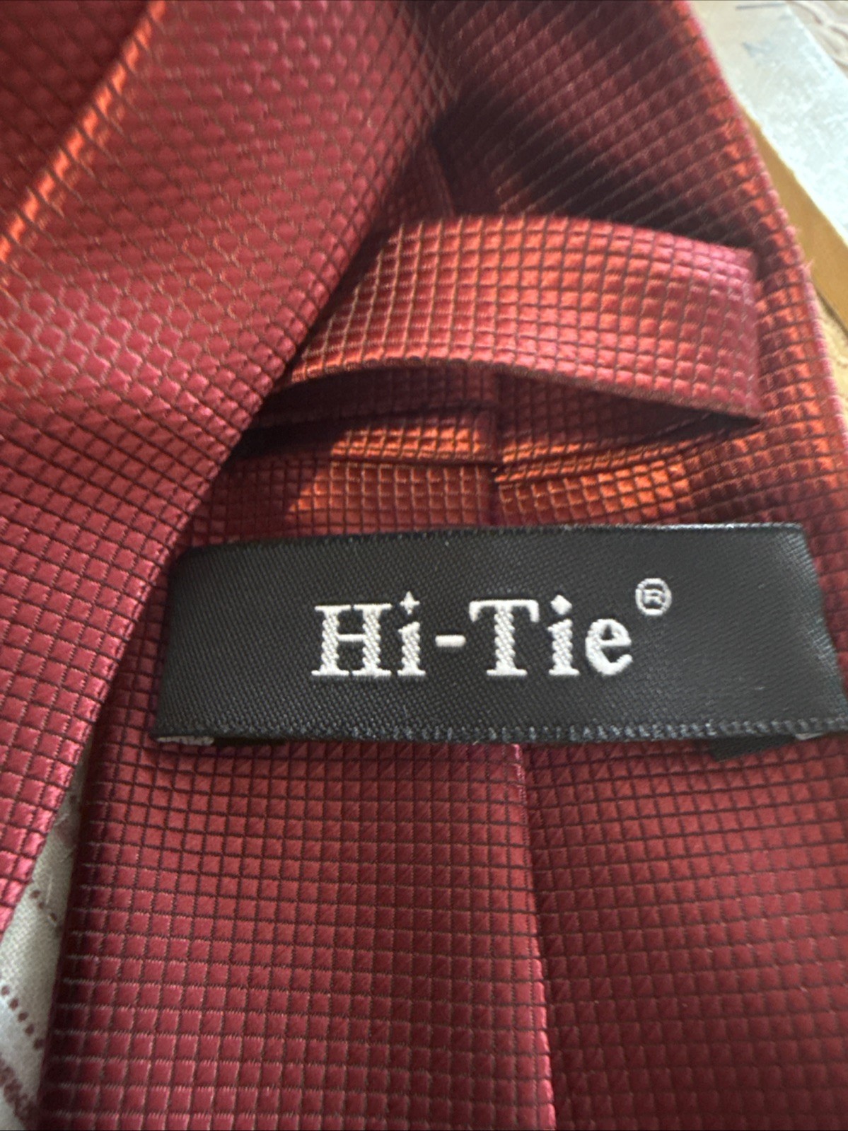 Hi Tie Men’s Necktie Red Textured 54” X 3.25”