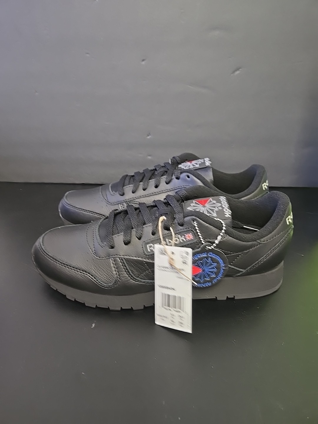 UNISEX Reebok Classic Leather Shoes CBLACK PUGR 100008494 105W12 G1N