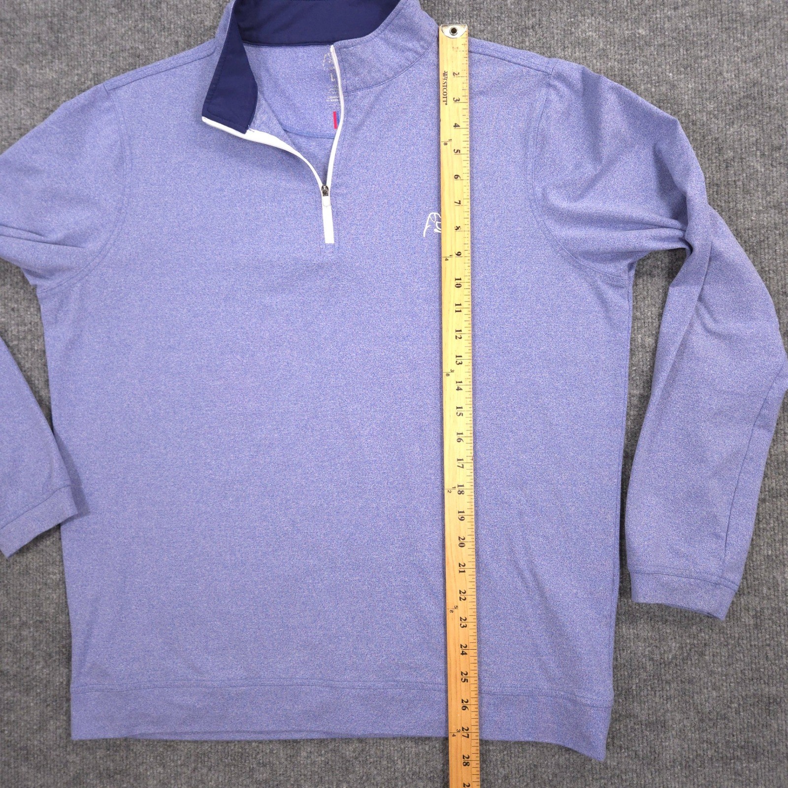 Rhoback 1/4 Zip Mens Large Blue Heather Q-Zip Performance Golf Preppy Pullover