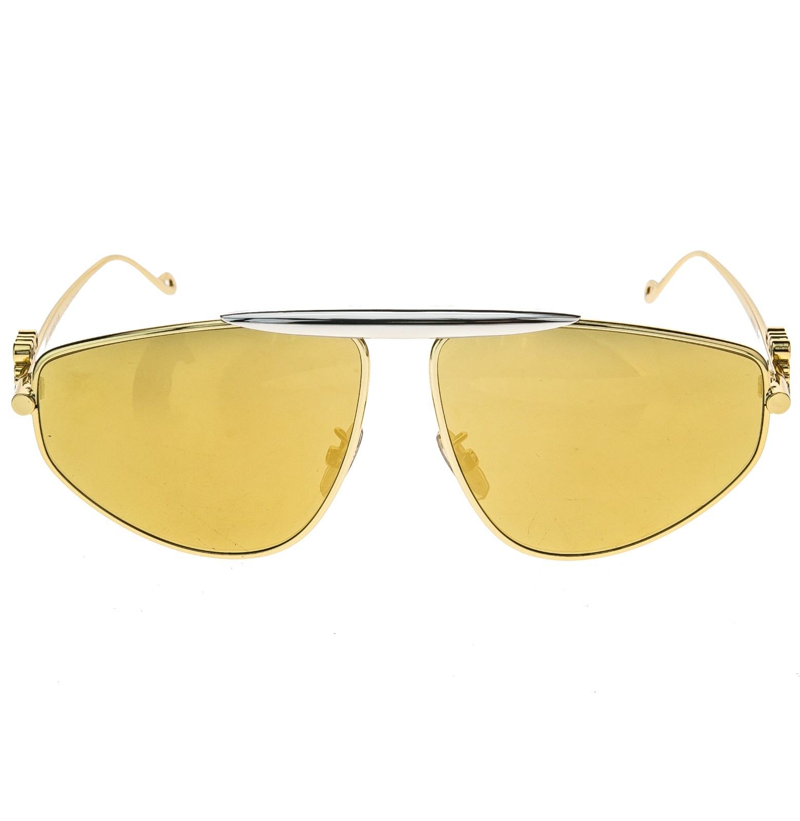 LOEWE LW40116U 40116 Metal 3D ANAGRAM Mask White Gold Mirrored Sunglass 25G