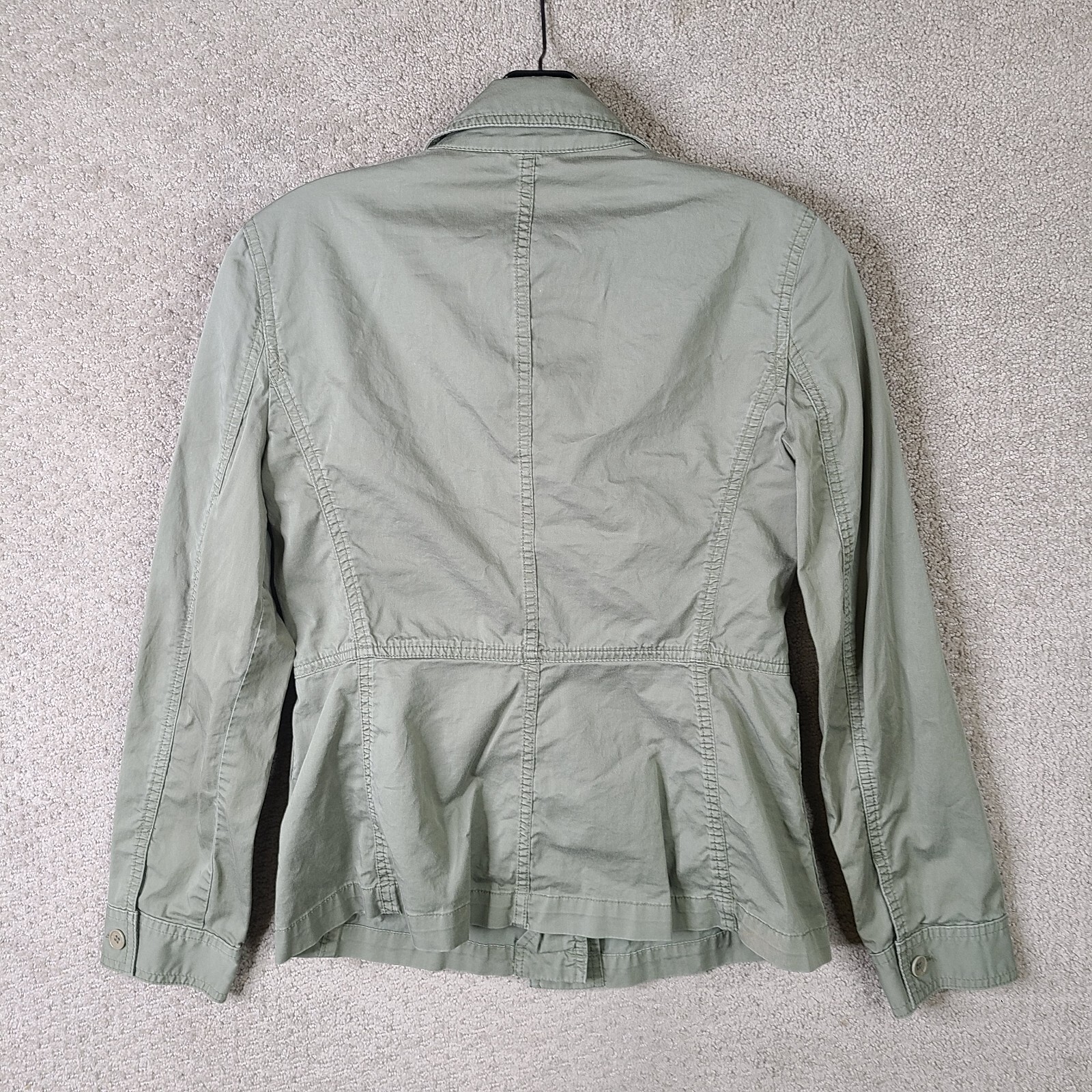 Talbots Jacket Womens 2 Gray Green Military Utility Canvas Gorpcore Safari
