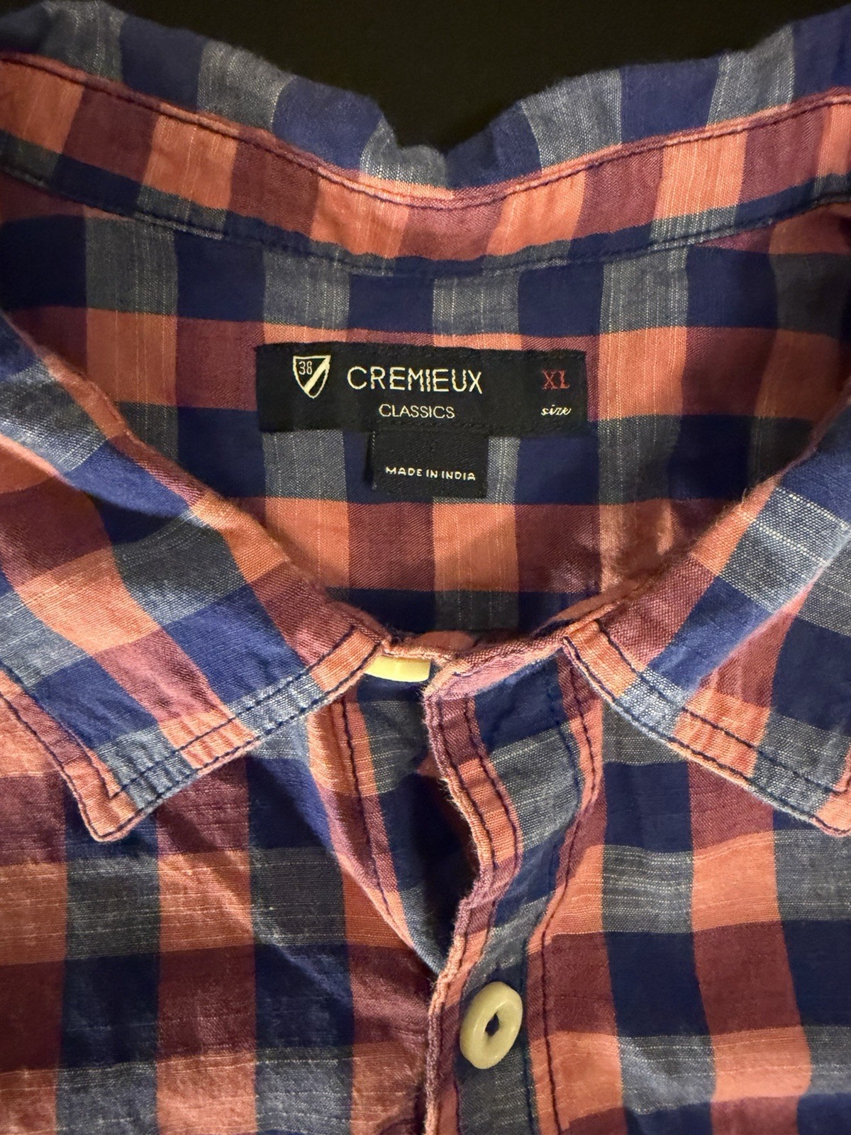 Cremieux Classics Pink & Blue Plaid Short Sleeve Men’s Shirt, XL