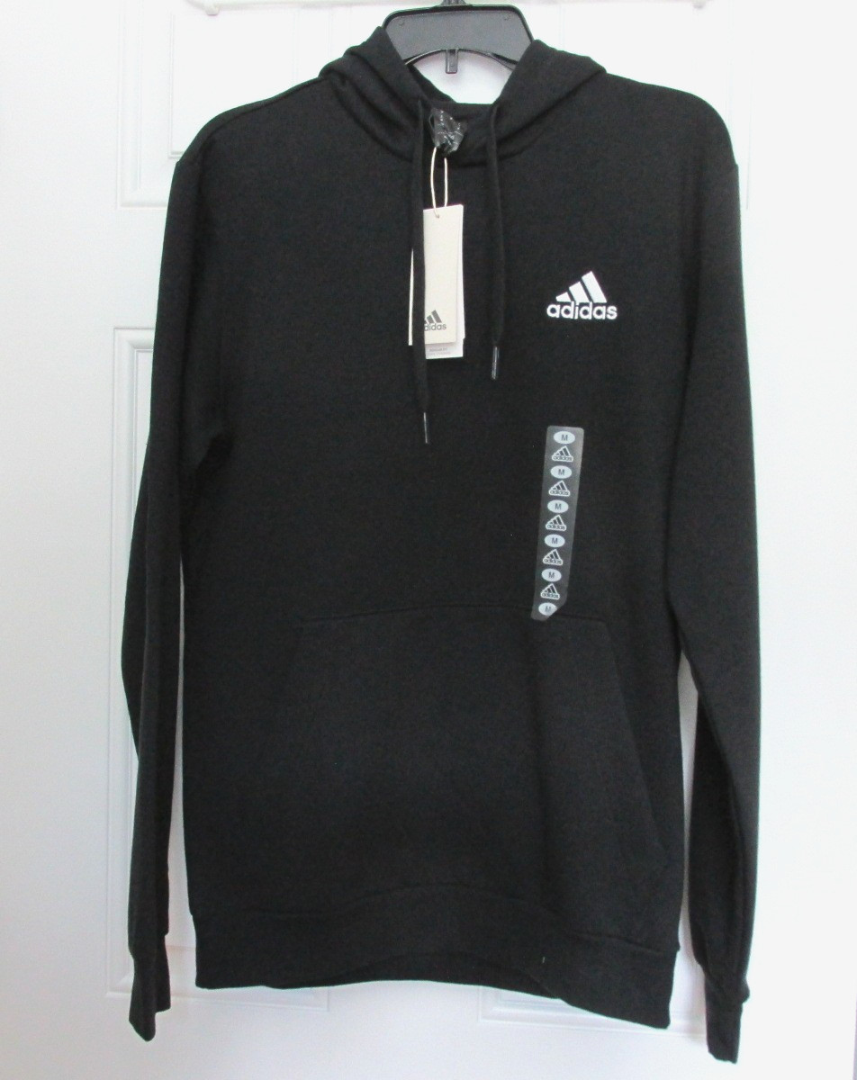 NEW MENS ADIDAS FEEL COZY FLEECE-LINED JERSEY HOODIE MEDIUM BLACK $50