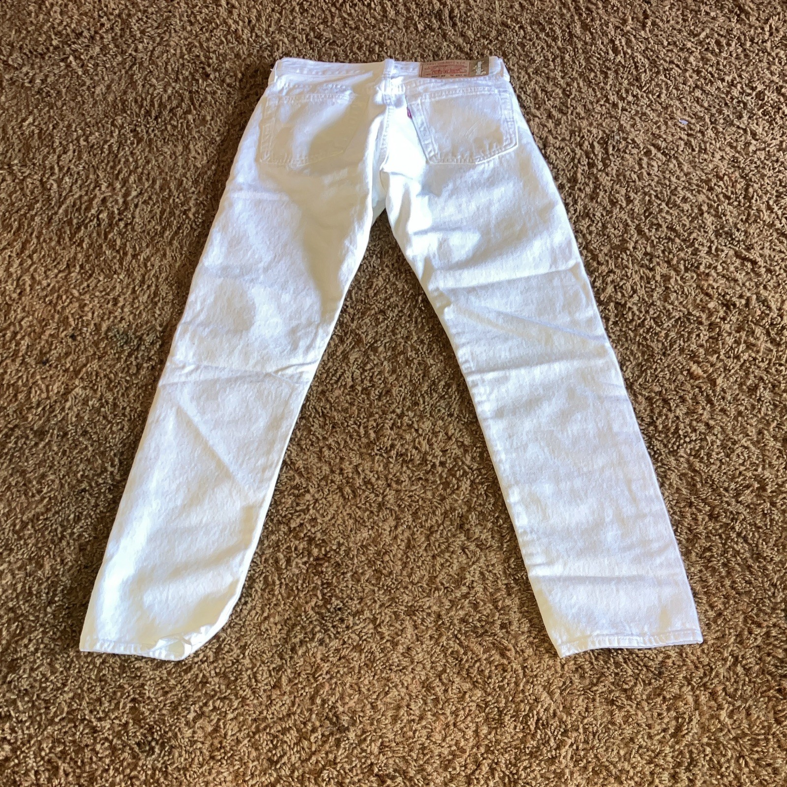 Levi’s 501 Series Men’s White Straight Jeans Denim Tears Pocket Print Raw