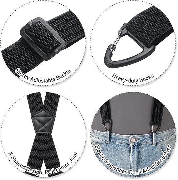 Heavy Duty Elastic Suspenders for Men Trouser Pants Braces Strap Work Belt