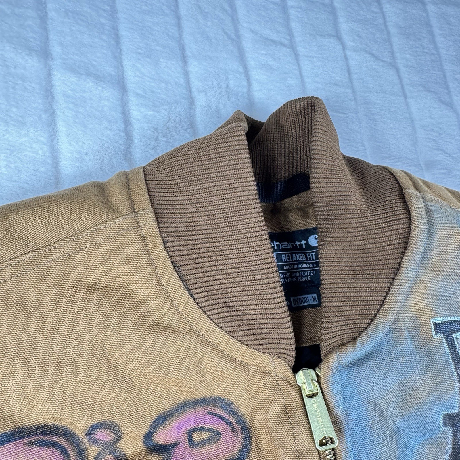 Carhartt Vest 0V0001-M Canvas Diamond Quilt Lining Mens M Relaxed Fit Custom Art