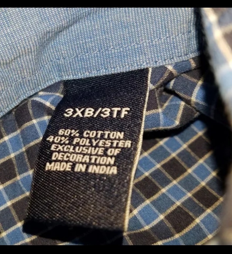 Chaps Easy Care Shirt Mens 3XL Blue Plaid Long Sleeve Button Down W/ Pocket