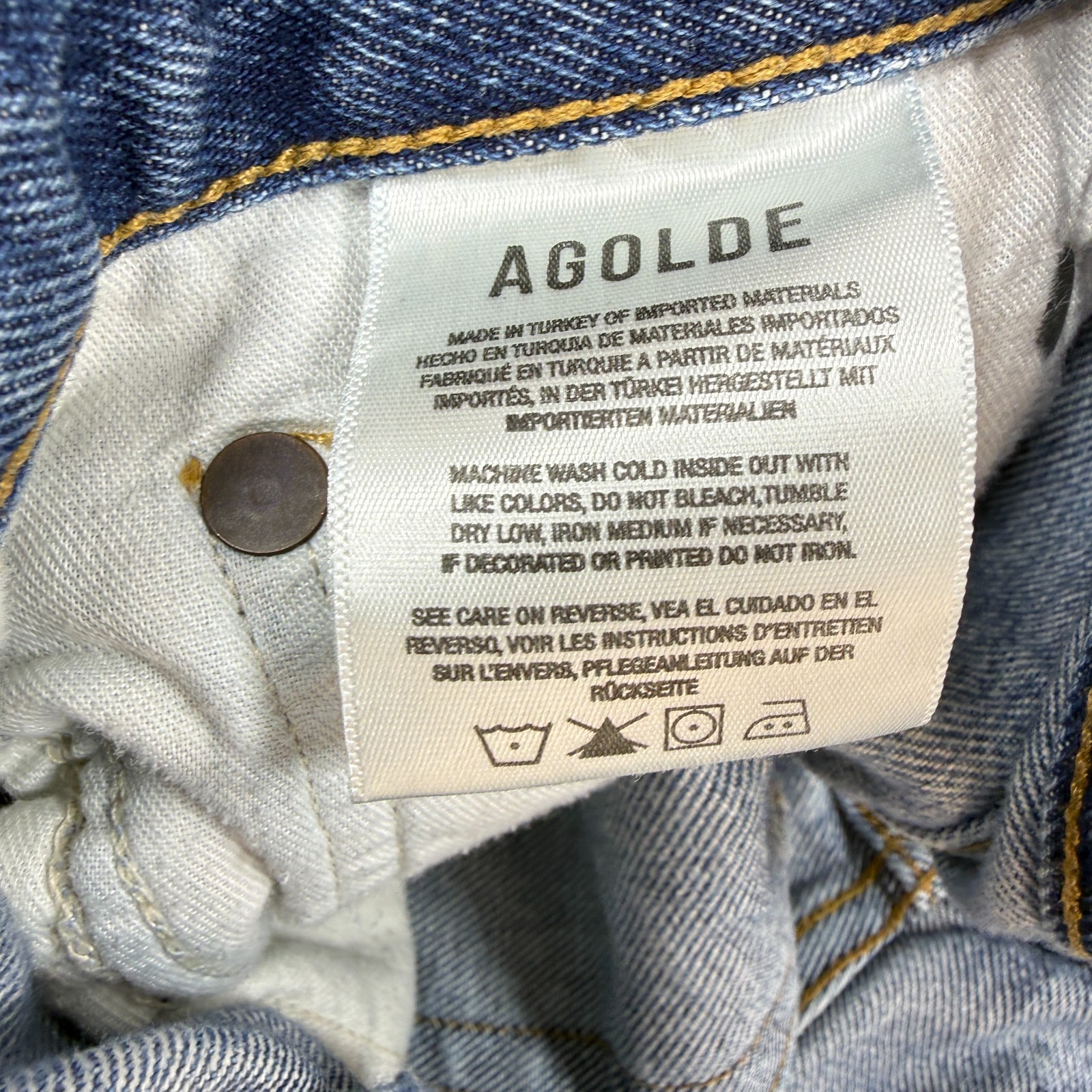 Agolde Shorts Women 24 Blue Parker Denim Distressed Cuffed Button Fly A9027-1141