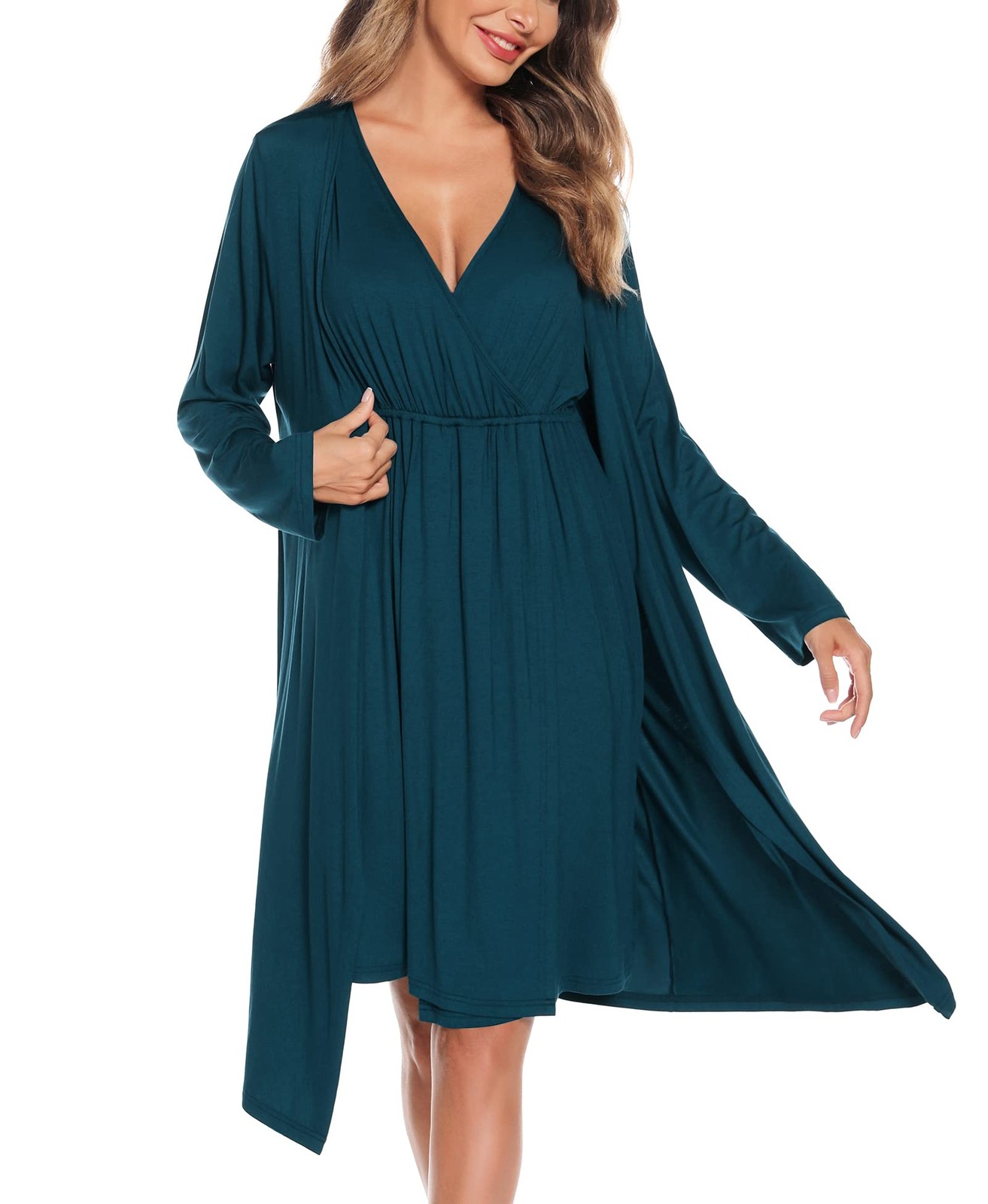 Maternity Nursing Gown and Robe Set 3 in 1 Labor Delivery Nursing Nightgown f…