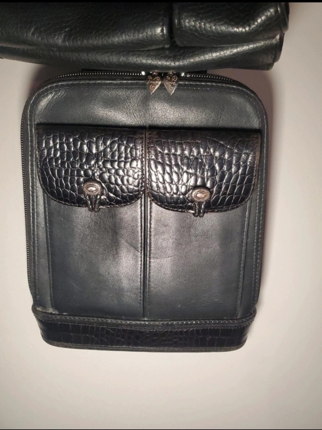 Vintage Brighton One World & Hudson Alt Goth Biker Crossbody Croc Purse Bag s