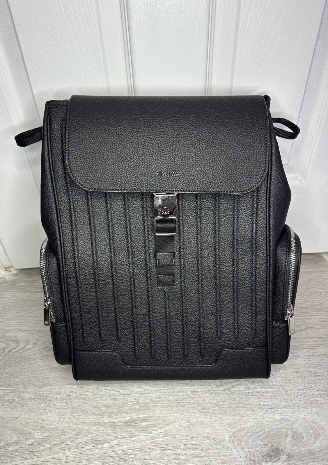 RIMOWA Never Still Leather Flap Black Backpack