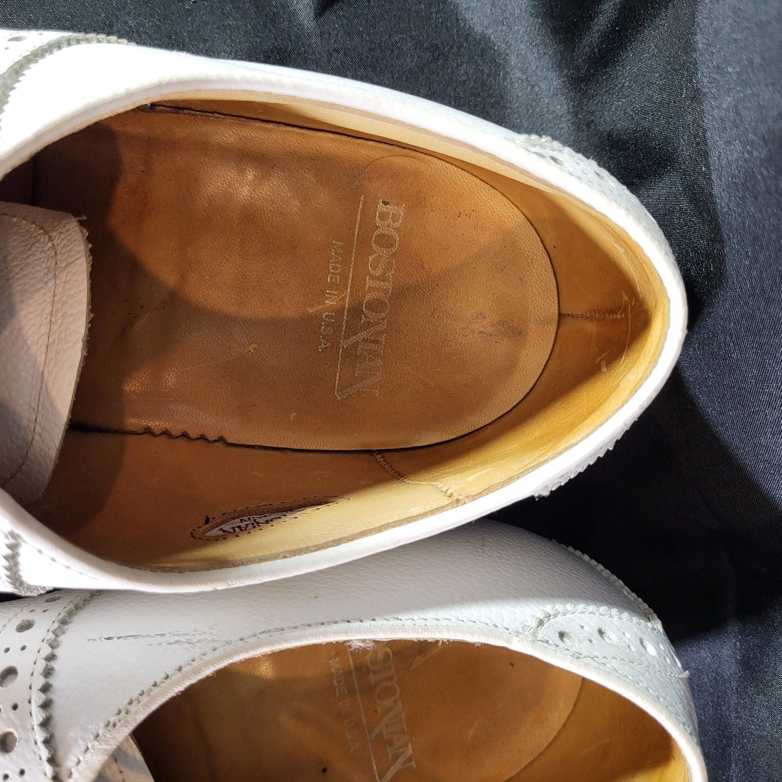 Bostonian White Leather Wingtip Oxford Shoes Size 11.5 D/B