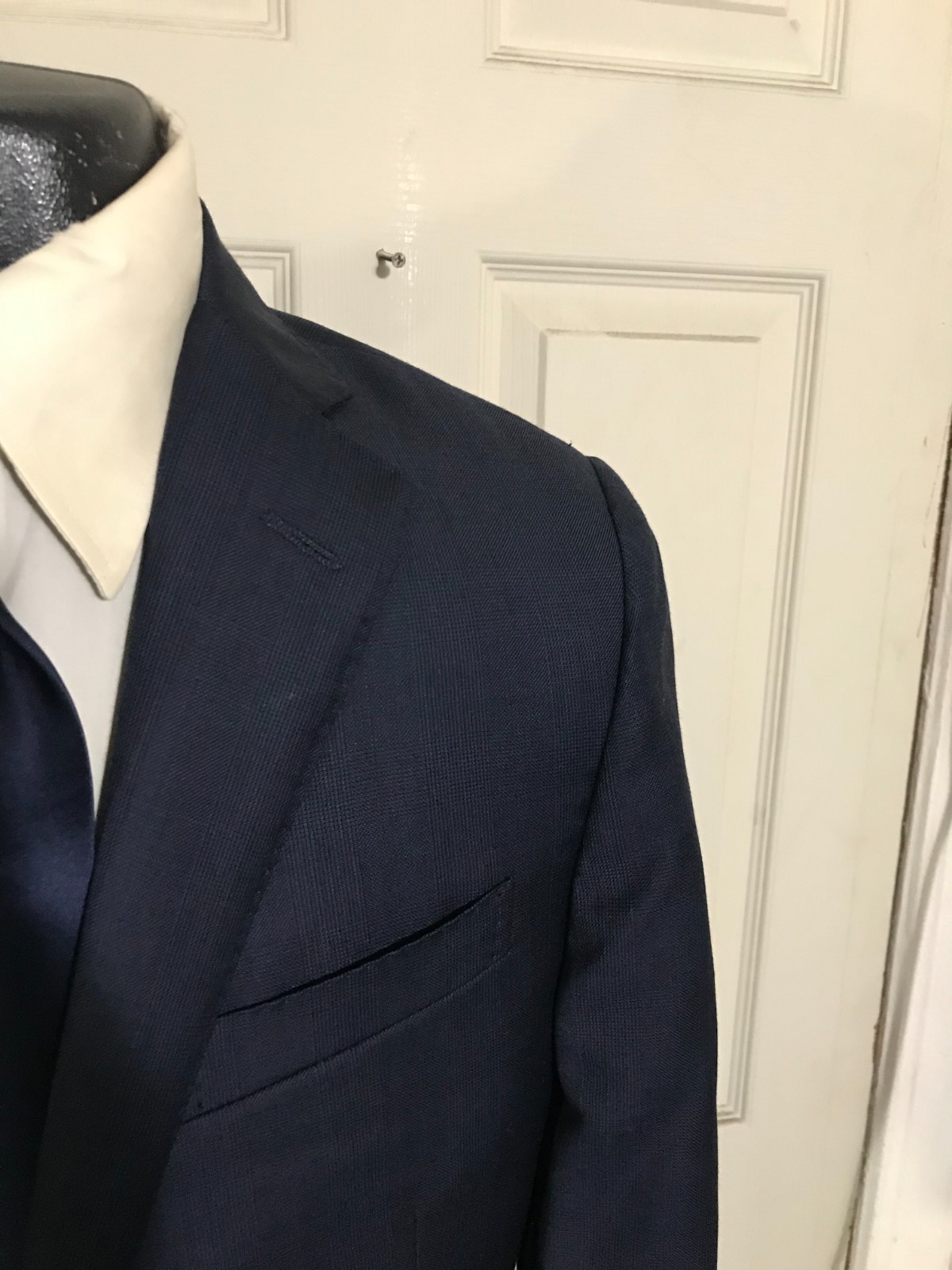 CORNELIANI SIZE 36/38R BLUE 2 BUTTON WOOL SPORTCOAT