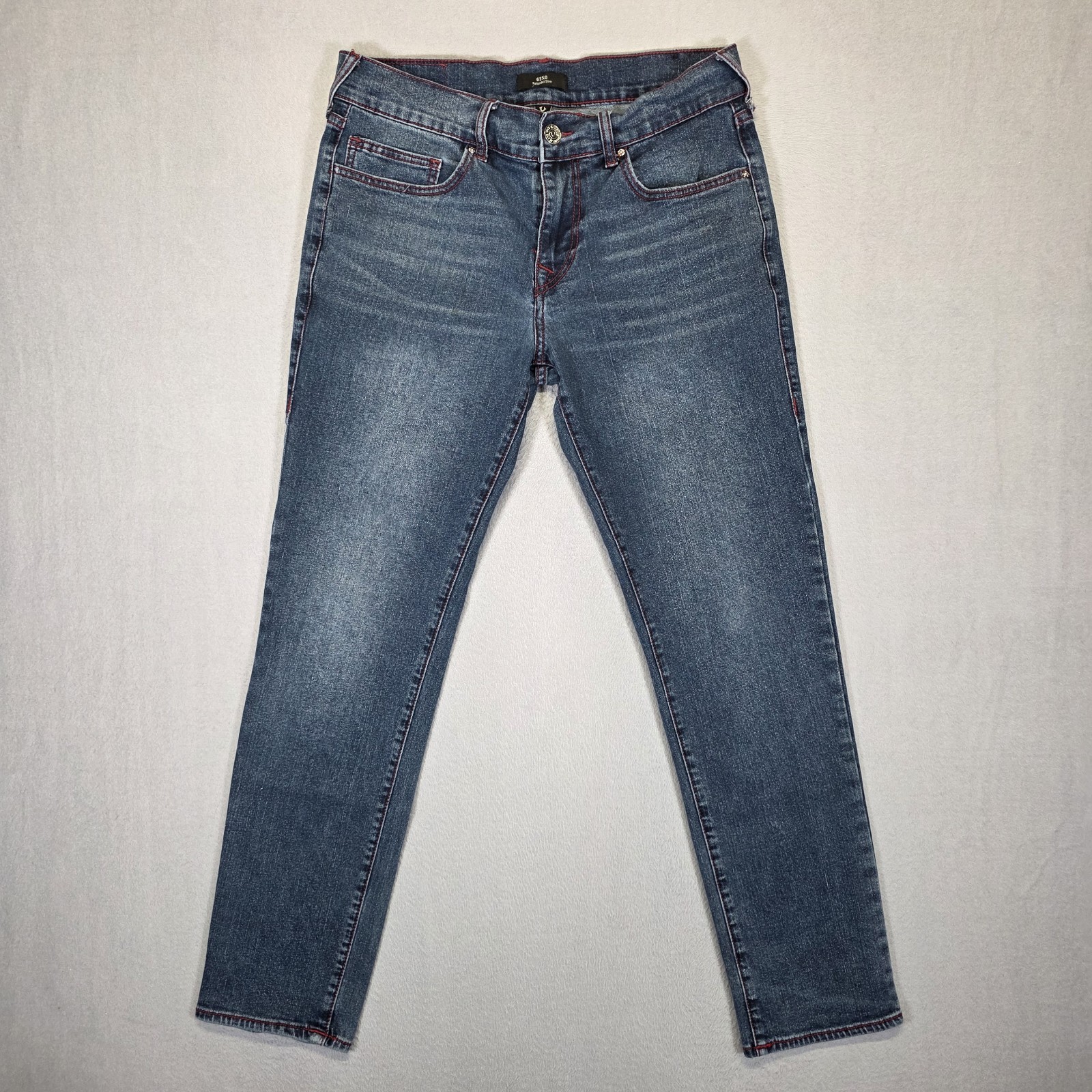True Religion Geno Jeans Mens 32 Blue Dark Wash Relaxed Slim Stretch Denim
