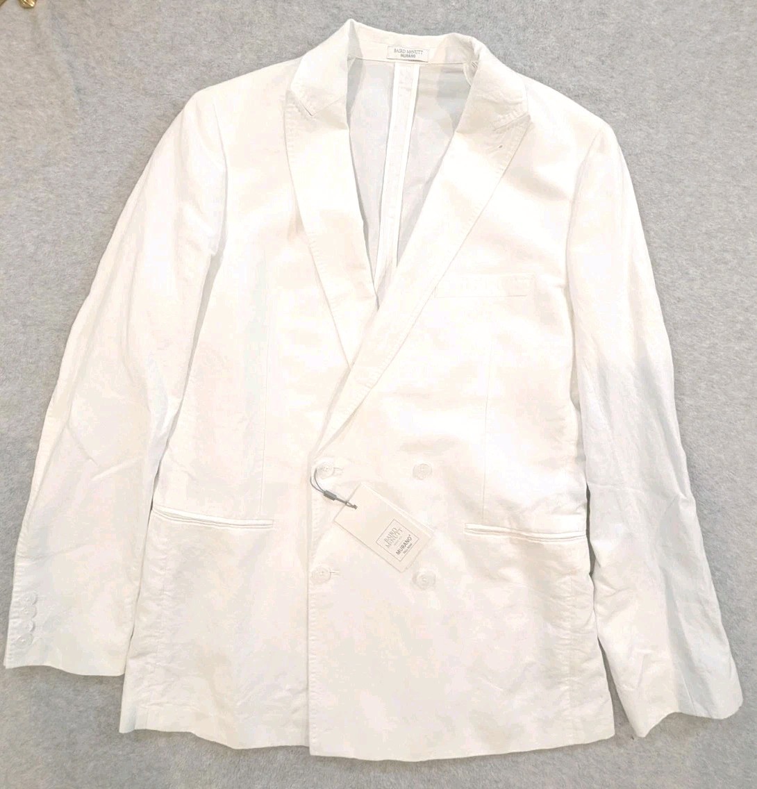 Baird McNutt Murano White Linen Blend Blazer Jacket Mens LT Doublebreasted