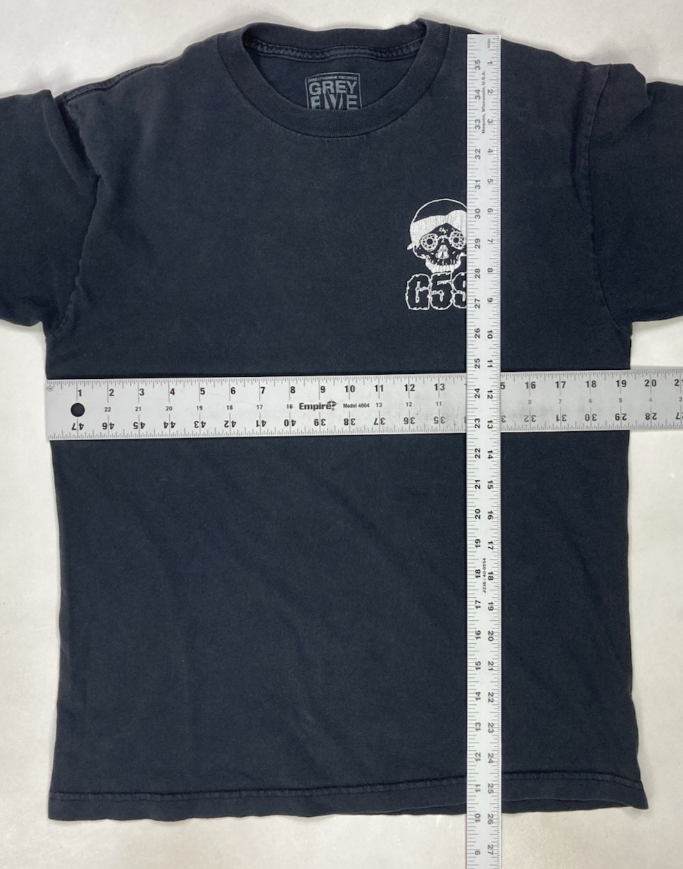G59 Records Grey Five Nine Skull Graphic T-shirt Men Medium Black Music
