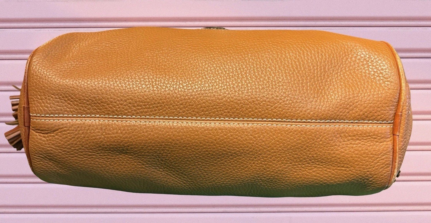 Dooney Bourke Caramel Brown Hobo Zip Shoulder Bag Pebbled Leather