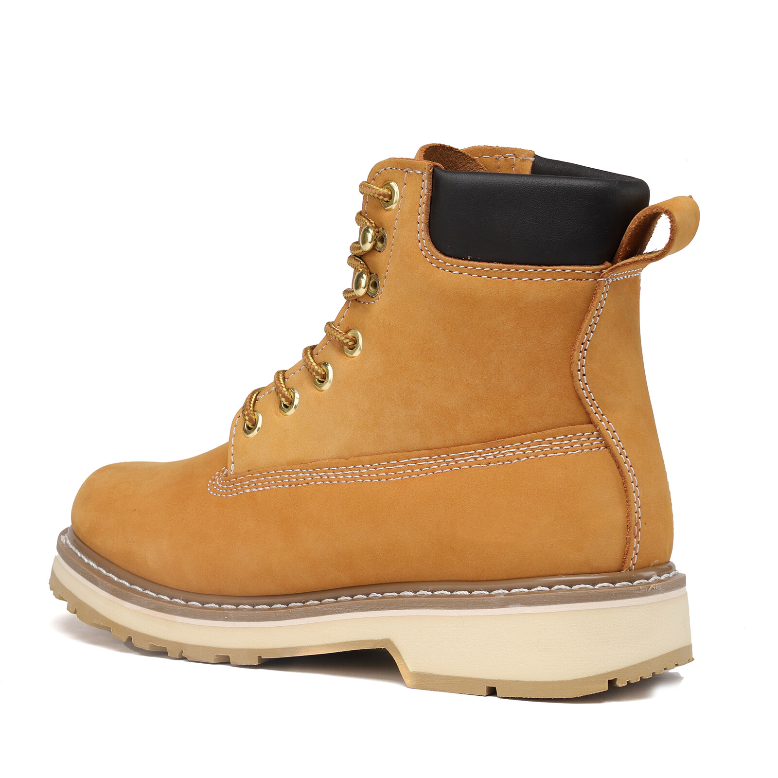 Soft Toe Leather Work Boots – Wheat, PU Sole, Goodyear Welt, 84101