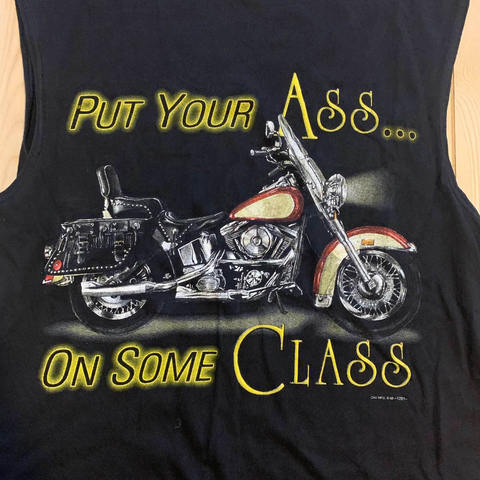 Vintage American Biker Put Your Ass On Some Class Motorcycle Sleeveless Shirt M