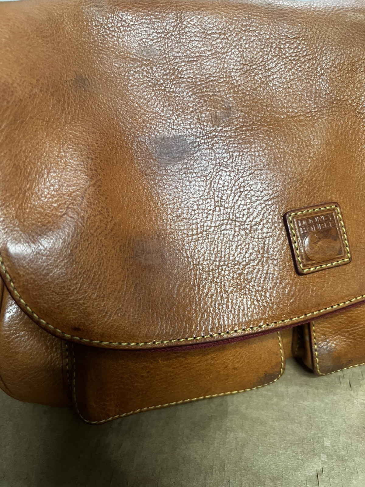 Dooney Bourke Brown Florentine Vacchetta Leather Saddle Messenger Bag Vintage