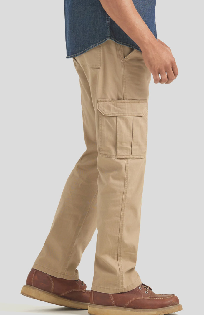 Men’s Wrangler Relaxed Fit Comfort Flex Waistband Cargo Pants Grain CHOOSE SIZE