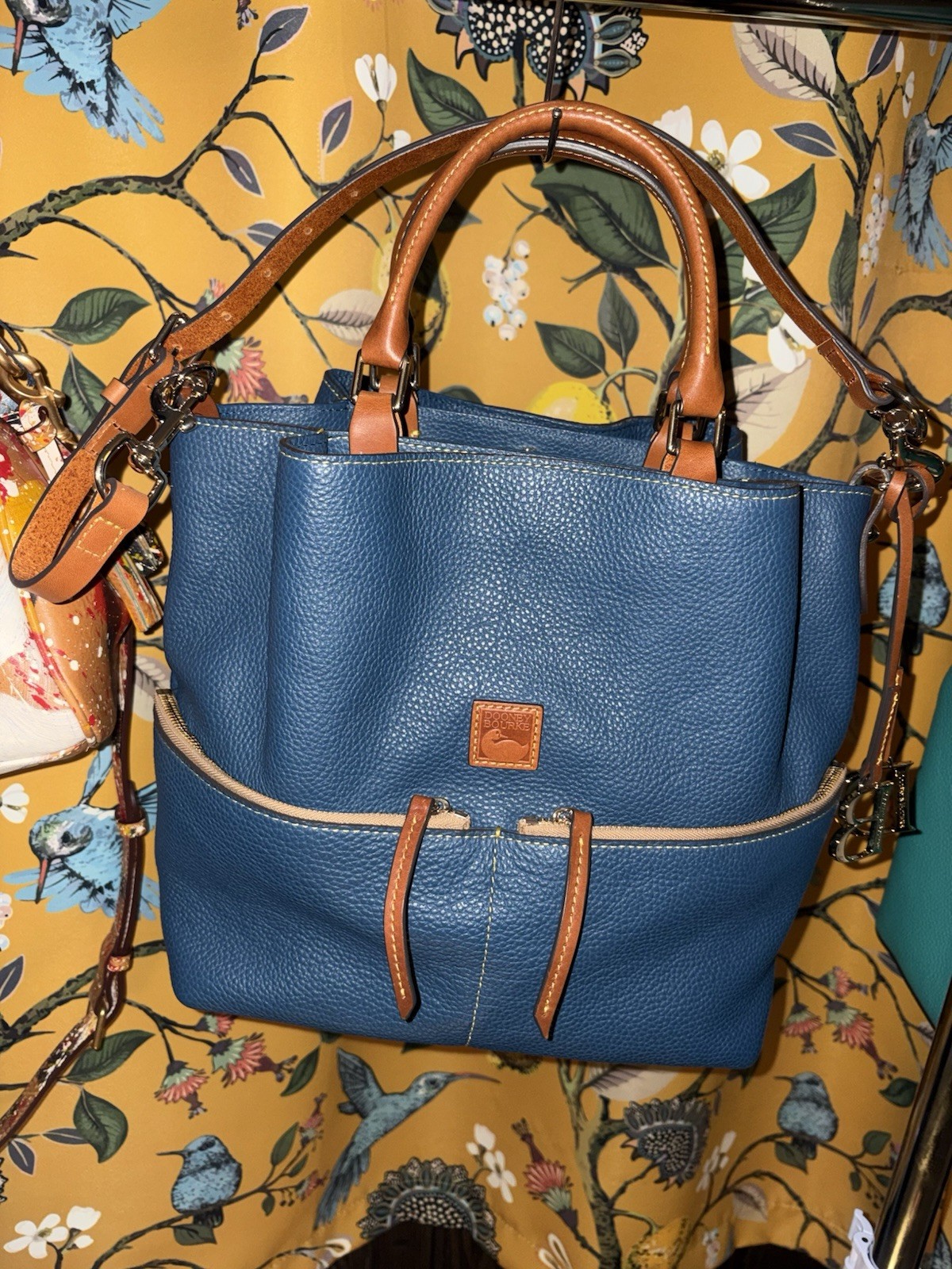 Dooney And Bourke Jeans Blue Dawson Pebble Leather Purse