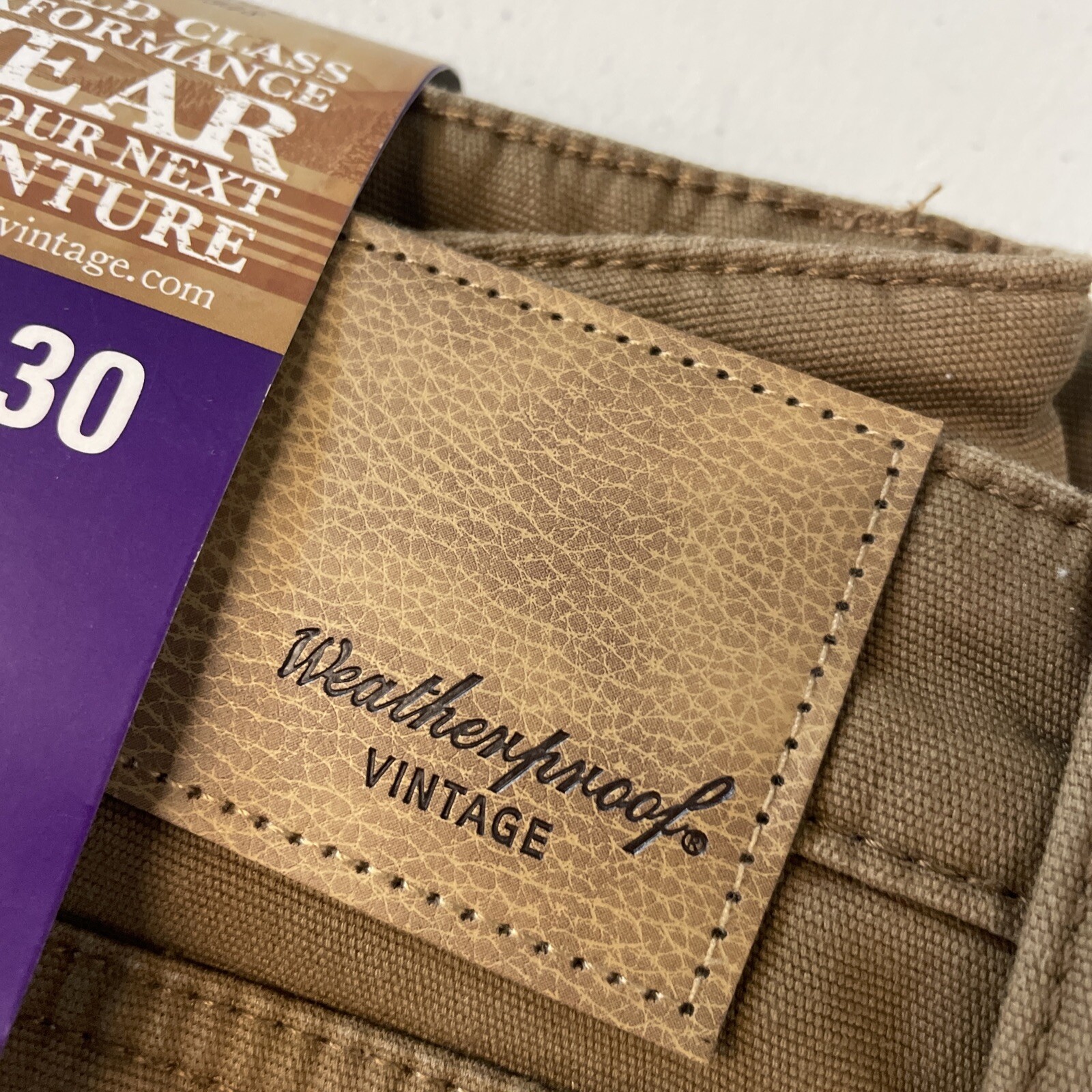 Weatherproof Vintage Men’s Fleece Lined Stretch Canvas Pant 40×30 BROWN Regular