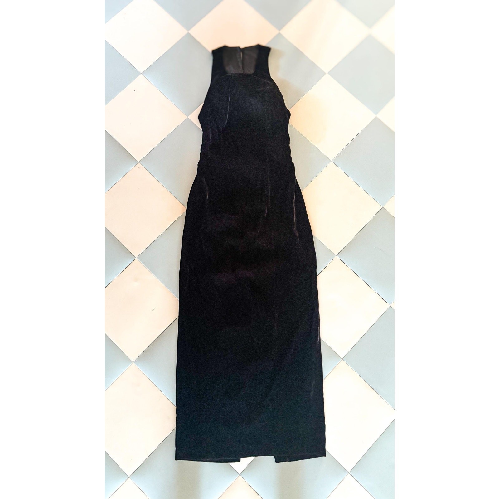 NWT Vintage Rampage Black Velvet Maxi Dress Y2K Minimalist Evening Gown Size 2/4
