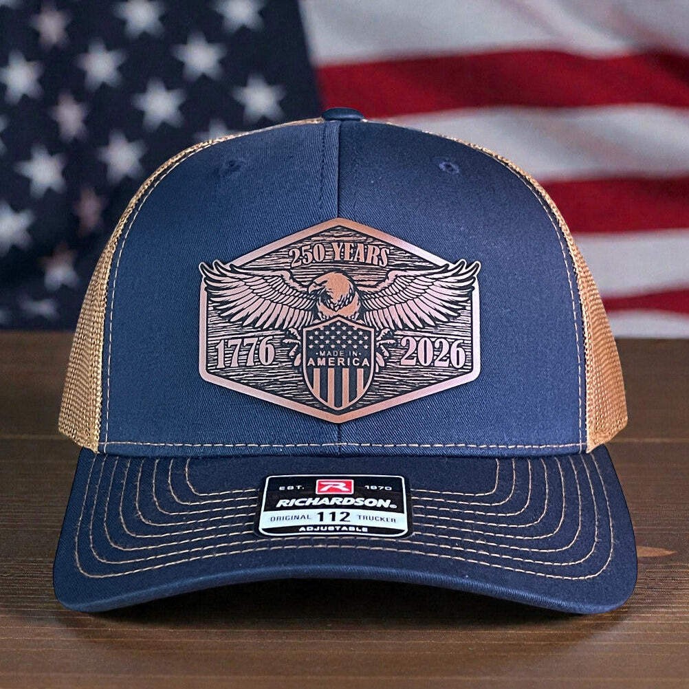 USA 250th Anniversary America 1776-2026 Eagle Patriotic Leather Patch Hat