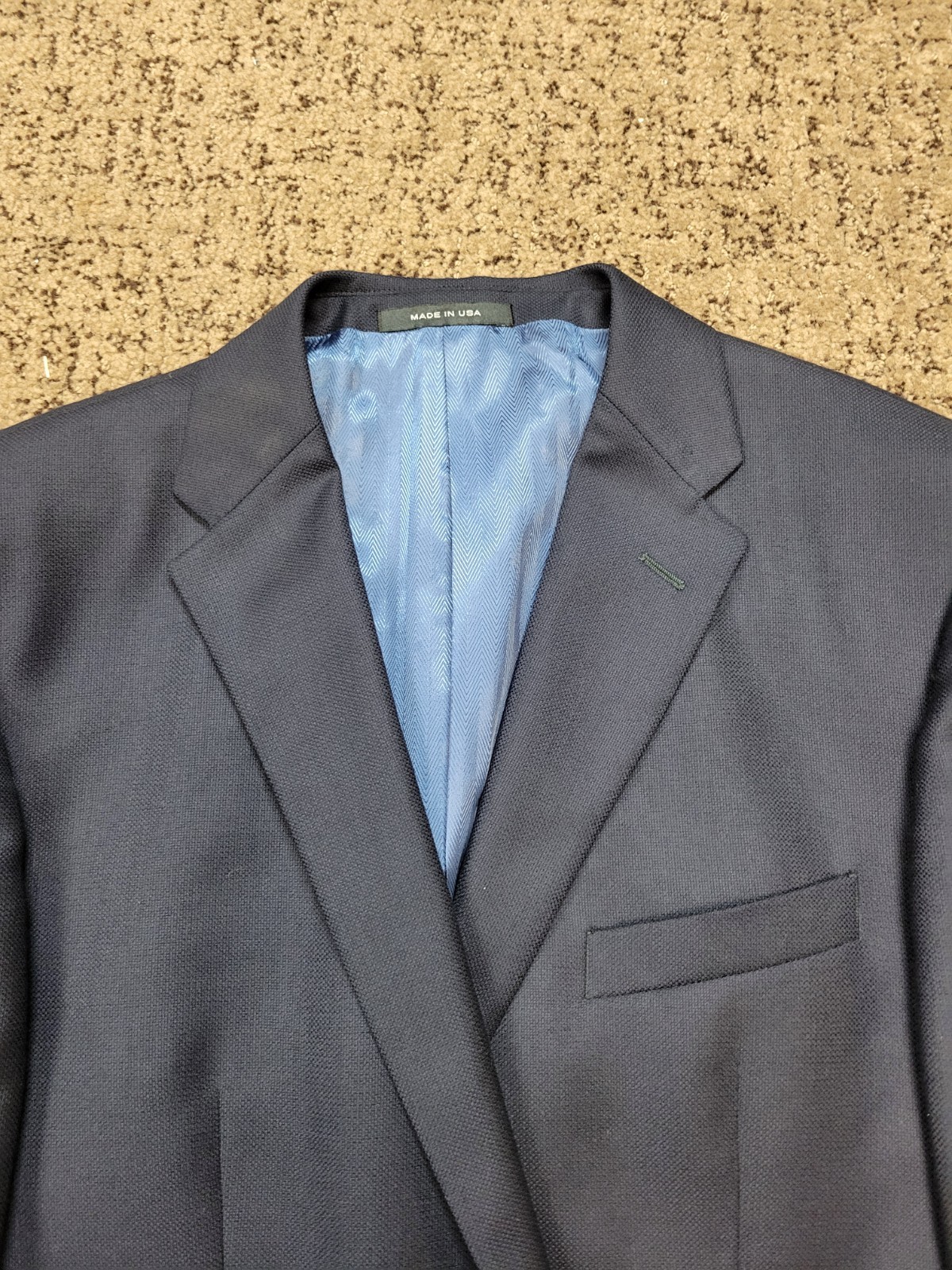 LORO PIANA Blazer 100% WOOL Hopsack SAKS 5TH AVE Men’s 42 L Navy Blue USA MADE