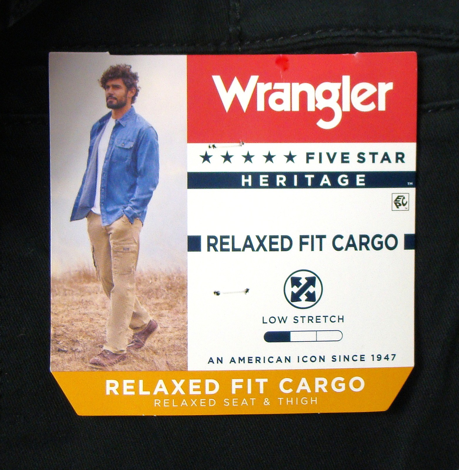Wrangler Cargo Pants Men’s New BLACK Relaxed Fit Stretch Straight Leg ALL SIZES