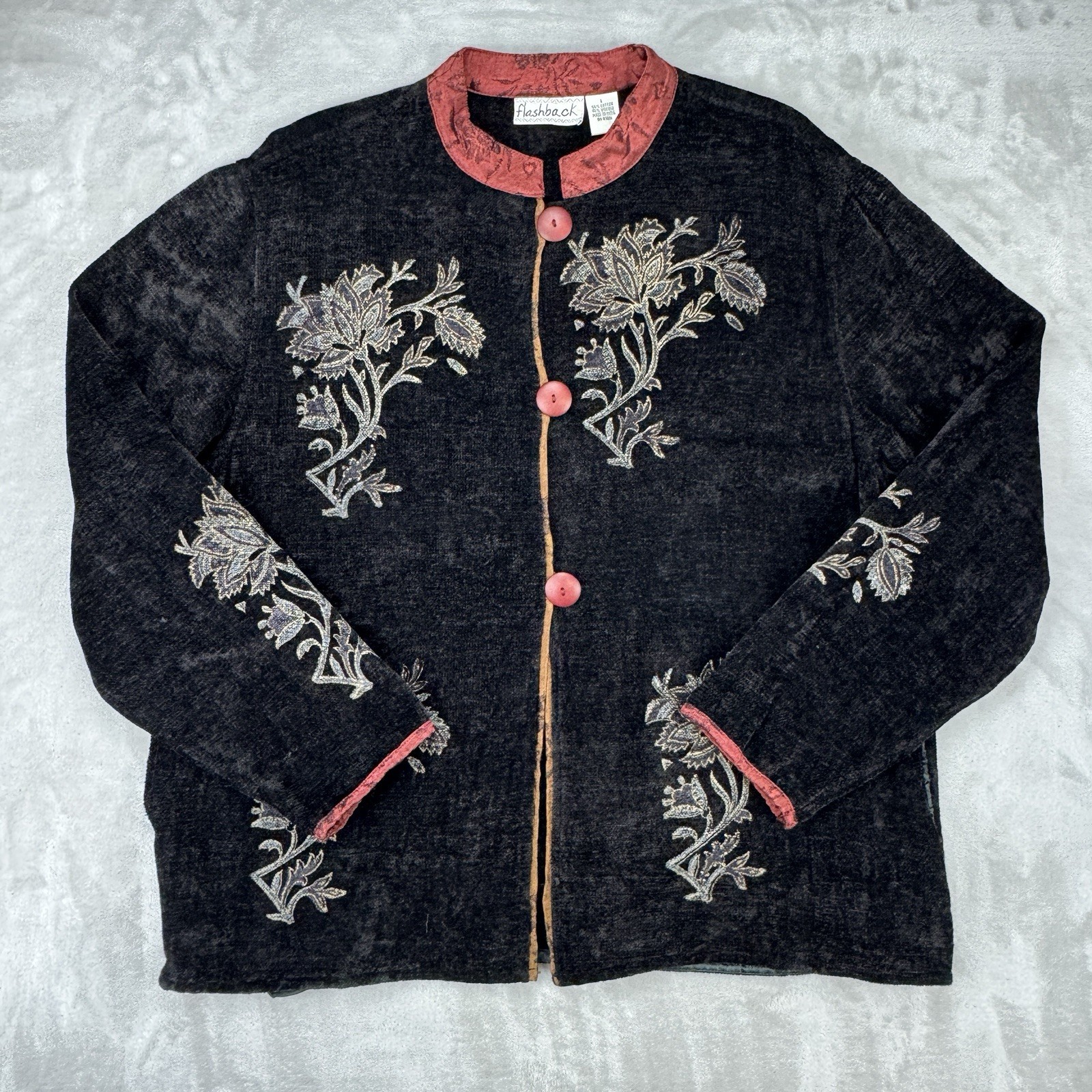 Vtg 90s Embroidered Flashback Women’s Large Jacket Cardigan Cottagecore Indie