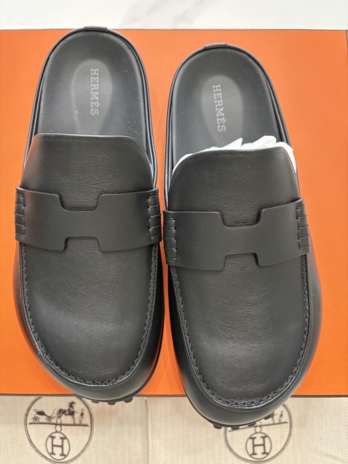 Brand nww HERMES Go mix Mule Noir Calfskin Women 37 38 39 40 41