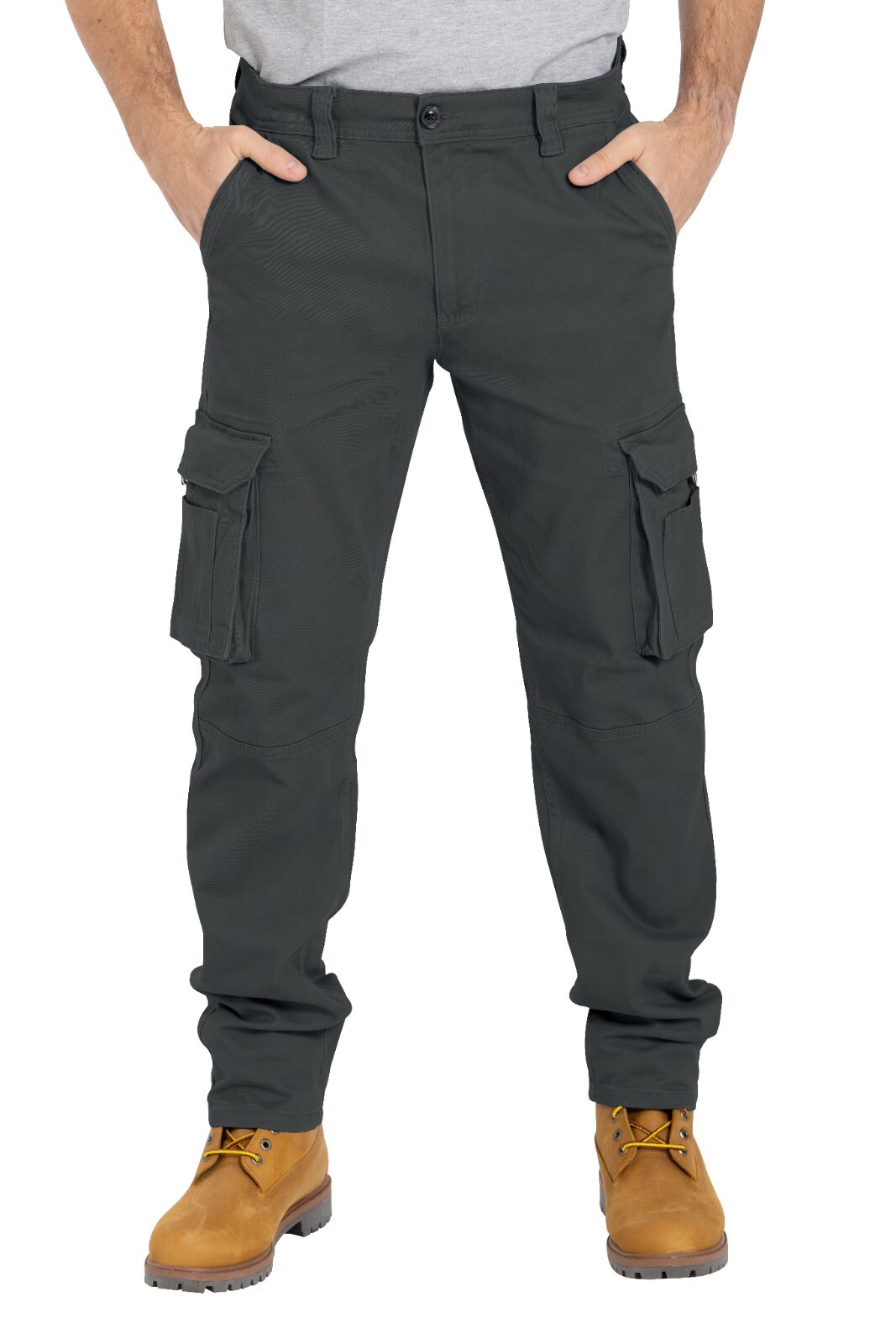 Men’s Heavy Duty Workwear Trouser Stretch Utility Pocket Flex Cargo Full Pants