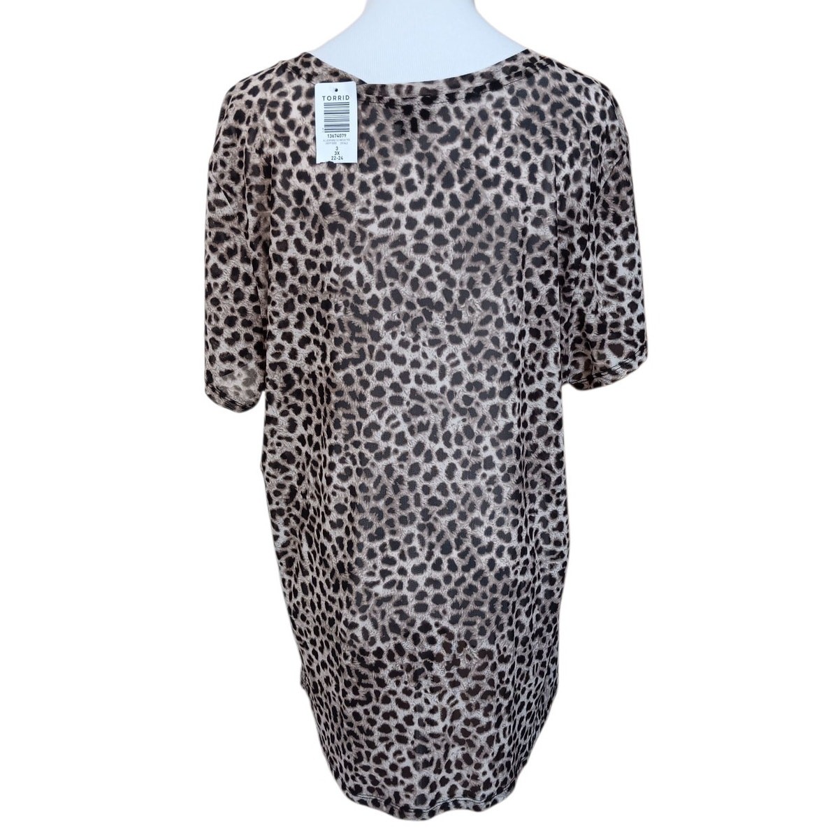 NEW TORRID 3 Leopard Mesh Tee Plus Size 3X Sheer Top Blouse Layer Sexy Cheetah