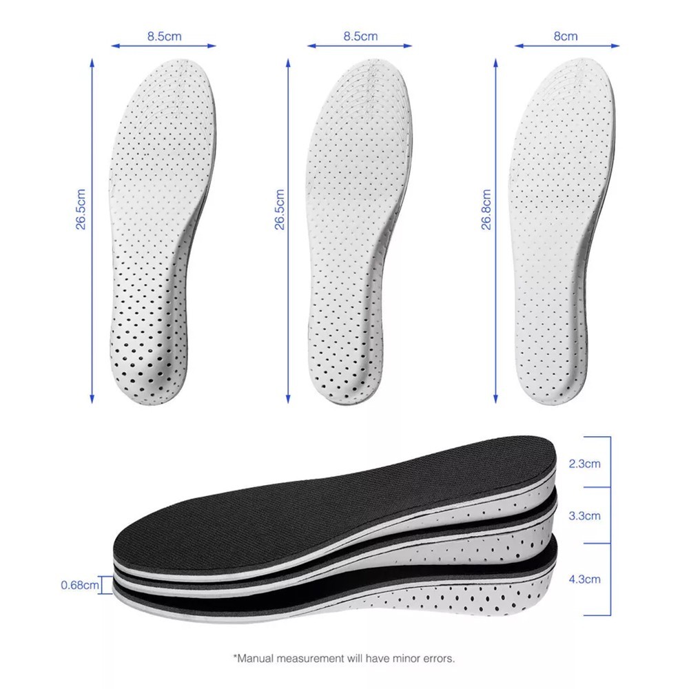 Unisex Invisible Height Increase Insoles Heel Lift Taller Shoe Inserts Pad NEW