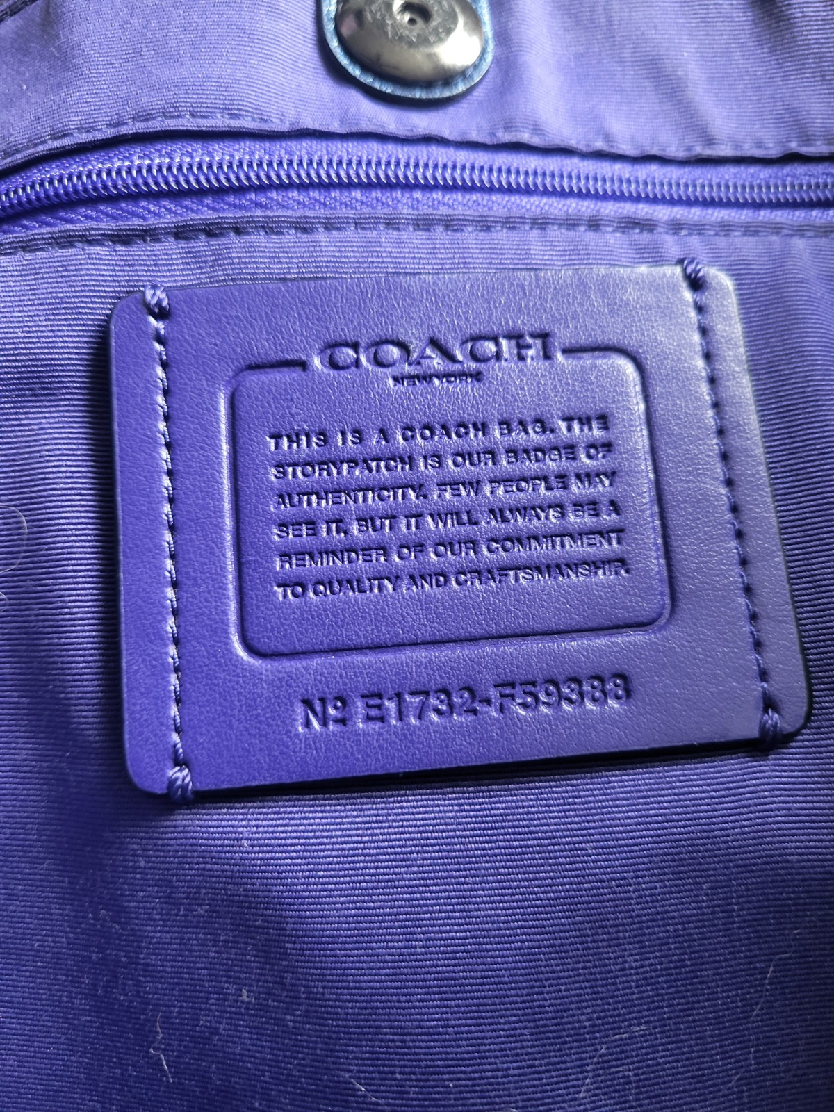 Coach Metallic Oil Slick Blue Large Derby Tote F59388
