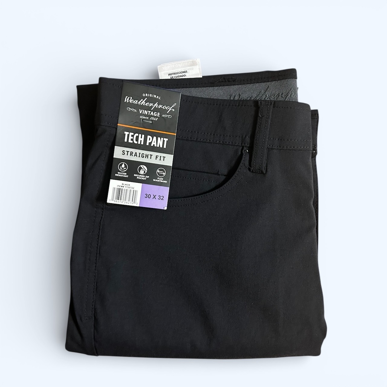 Weatherproof Vintage Men’s Tech Pant Straight Fit Black Size 30×32