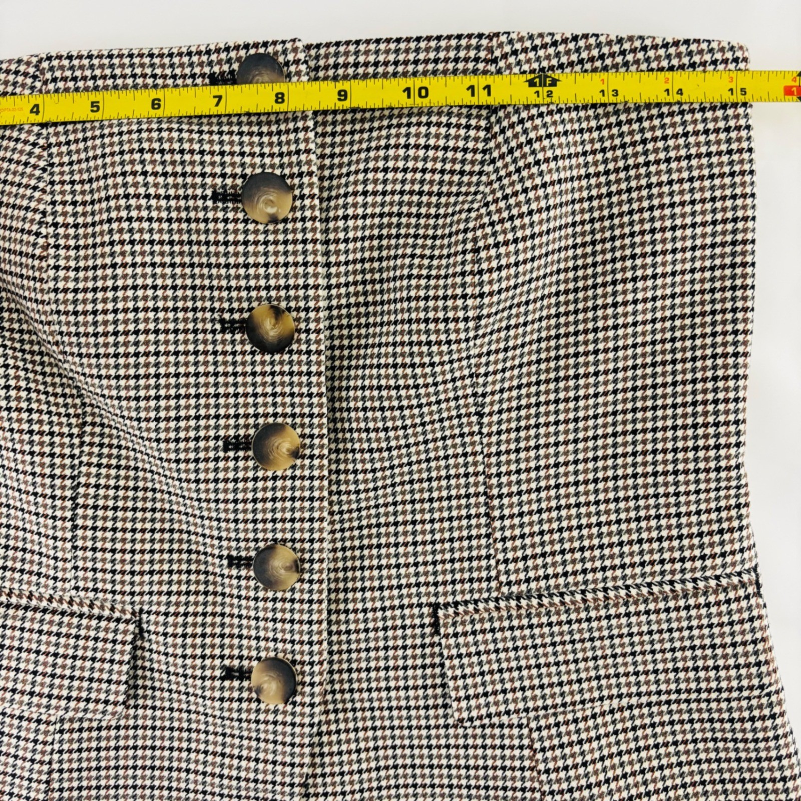 Ann Taylor Houndstooth Strapless Corset Top Brown Black Button Front Size 2