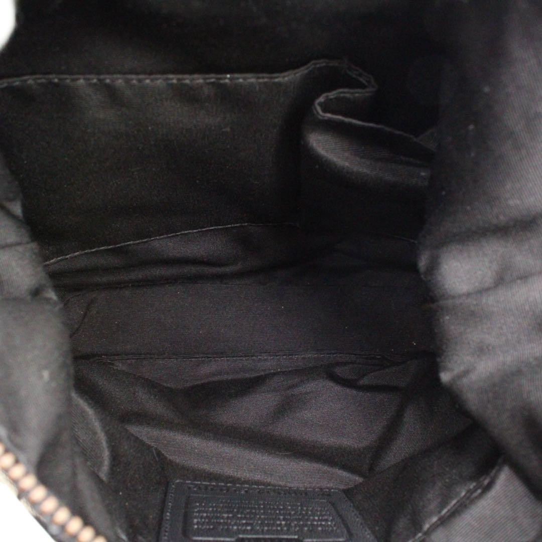 COACH Black Gray Signature Leather F10403 Shoulder Bag DDP USA Shipping 5166