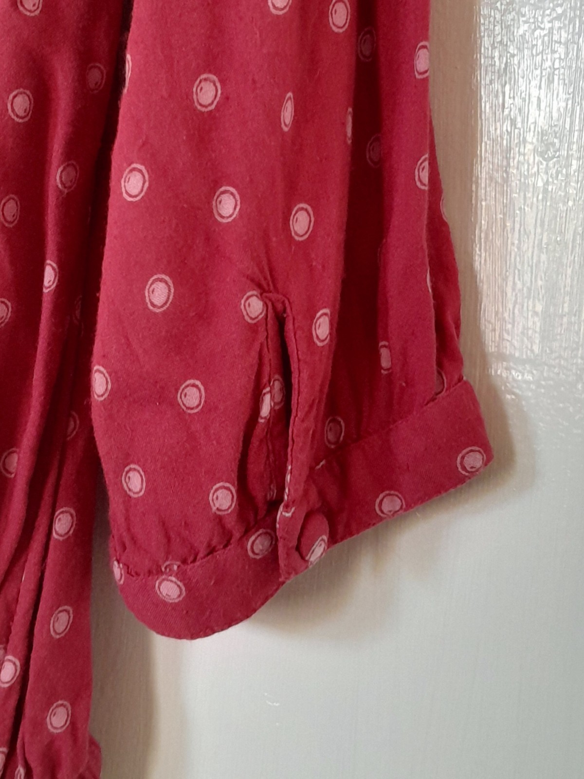 Maine Debenhams 3/4 Sleeve Raspberry Red Polka Dot Loose Fit Top size 18