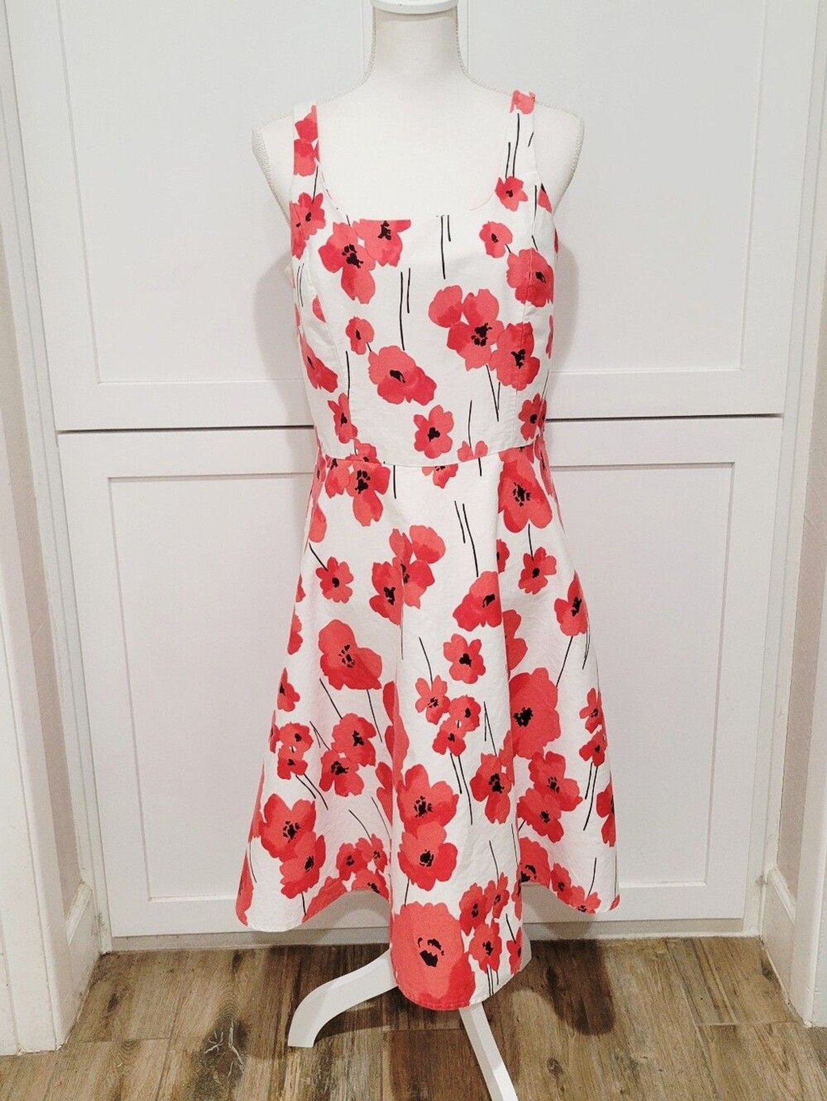 Breakin’ Loose Cotton Blend Orange & White Poppy Print Sleeveless Dress | Sz 10
