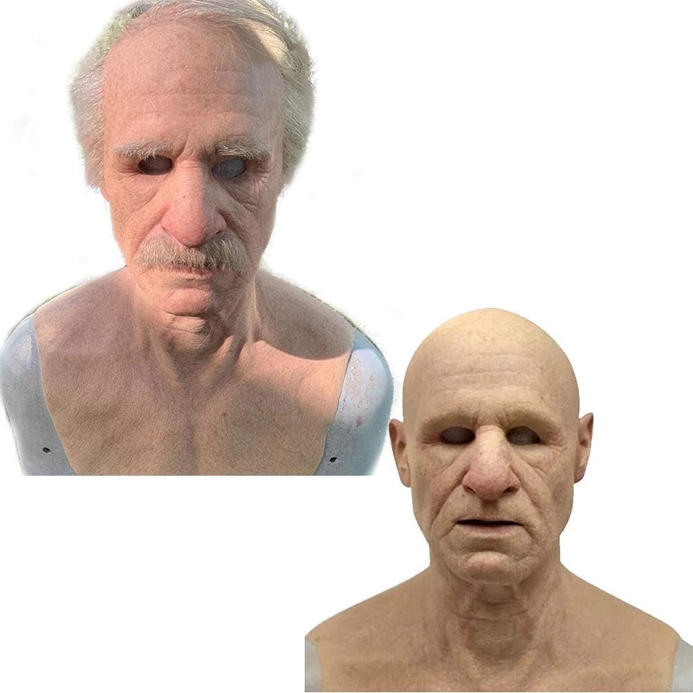 Realistic Silicone Old Man Face Cover for Halloween Costume ‘
