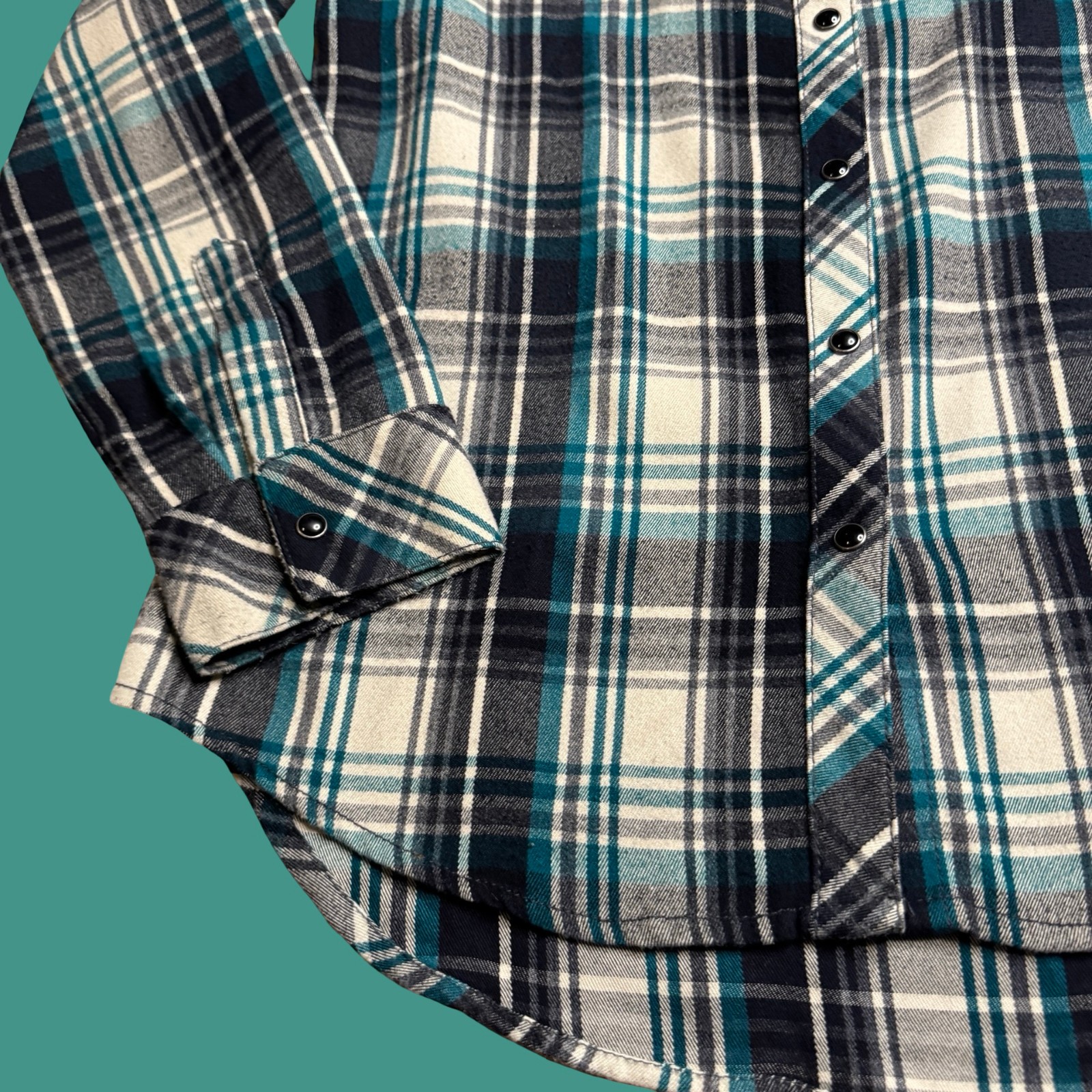 Dear John Womens Flannel Shirt Medium Plaid Pearl Snap Western Anthropologie
