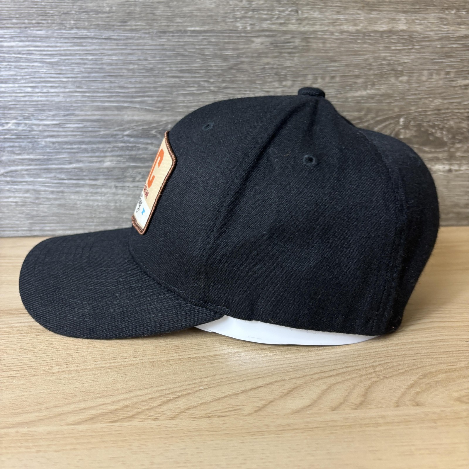 Troll Co Clothing Hat Cap Fitted Mens L-XL Black Patch Support Blue Collar SBC