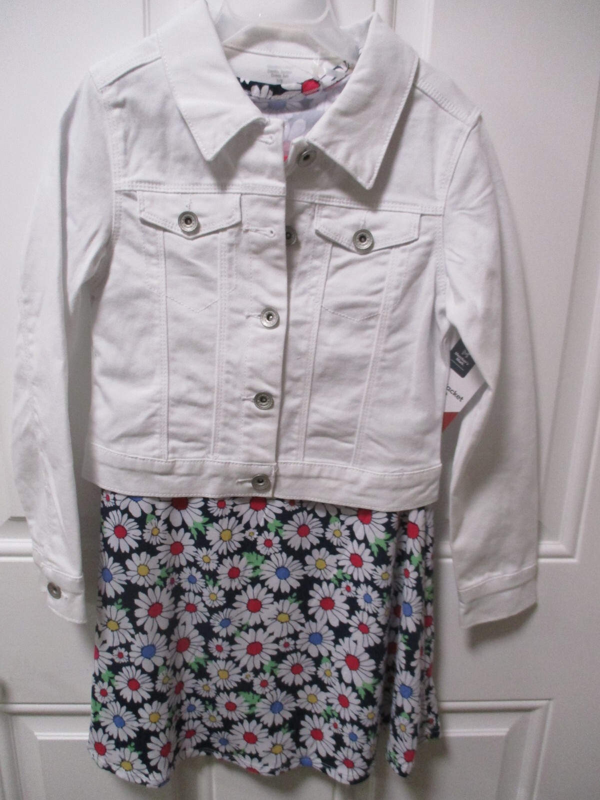 Member’s Mark Girls Floral White Denim Jacket Dress Set 4/5 6/6x 7/8 10/12 14/16