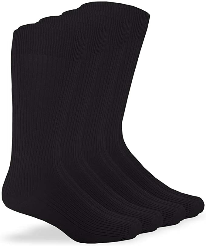Jefferies Socks Mens Microfiber Nylon Ribbed Dress Mid Calf Socks 4 Pair Pack