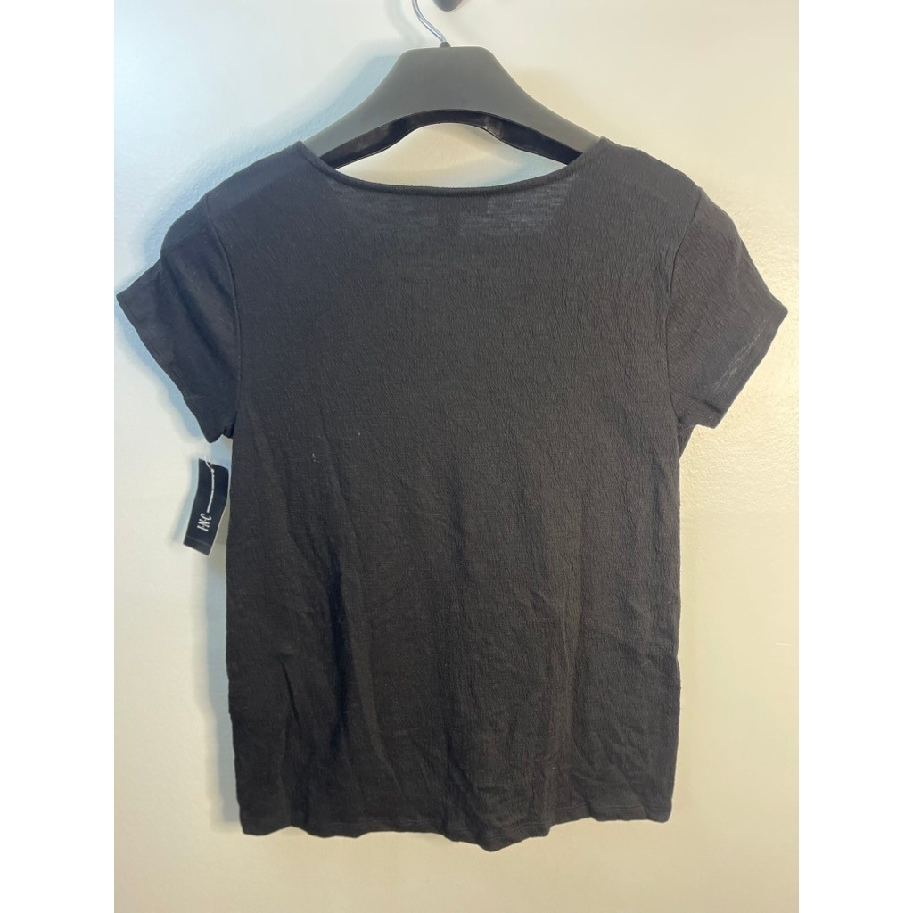 INC International Concepts Black Twist Front V-Neck Top Womens Size Medium